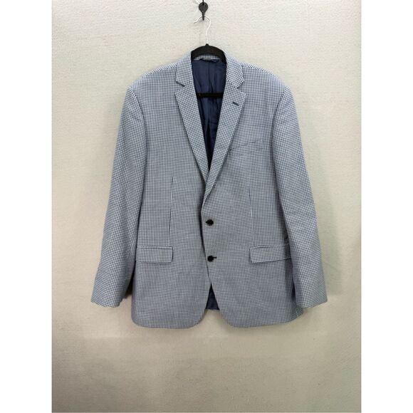 Brooks Brothers Mens Blue Check Regent Fit Silk Wool Blend Blazer Jacket Size 46 - Picture 7 of 13